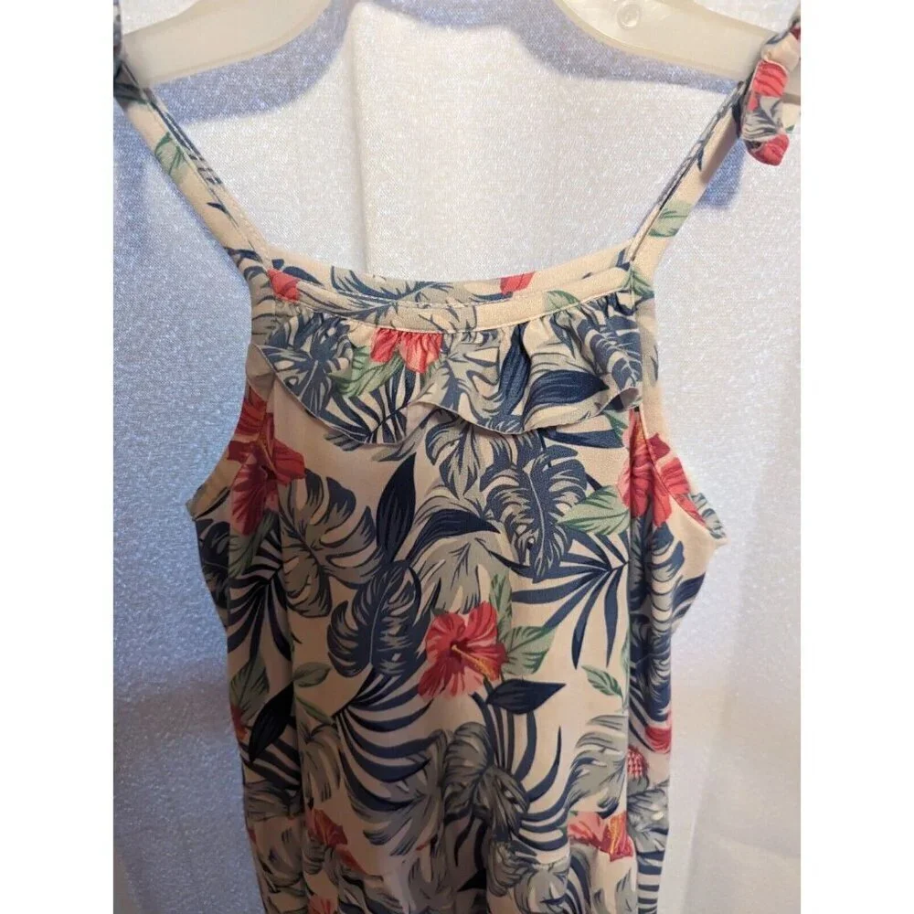 Tommy Bahama Girls Teired Midi Tropical Floral Dress Sleeveless Ties Size 6